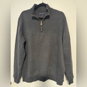 Lands' End Men's Charcoal Quarter Zip-Up Sweater Size L 42-44